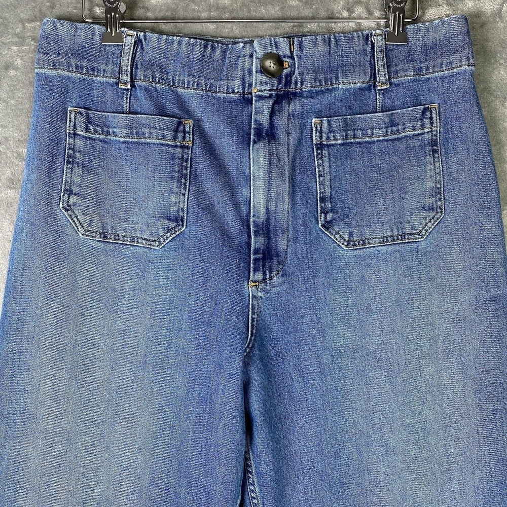 Anthropologie Pilcro The Skipper Cropped Wide Leg Jeans Womens 34 Blue High Rise - Picture 4 of 16